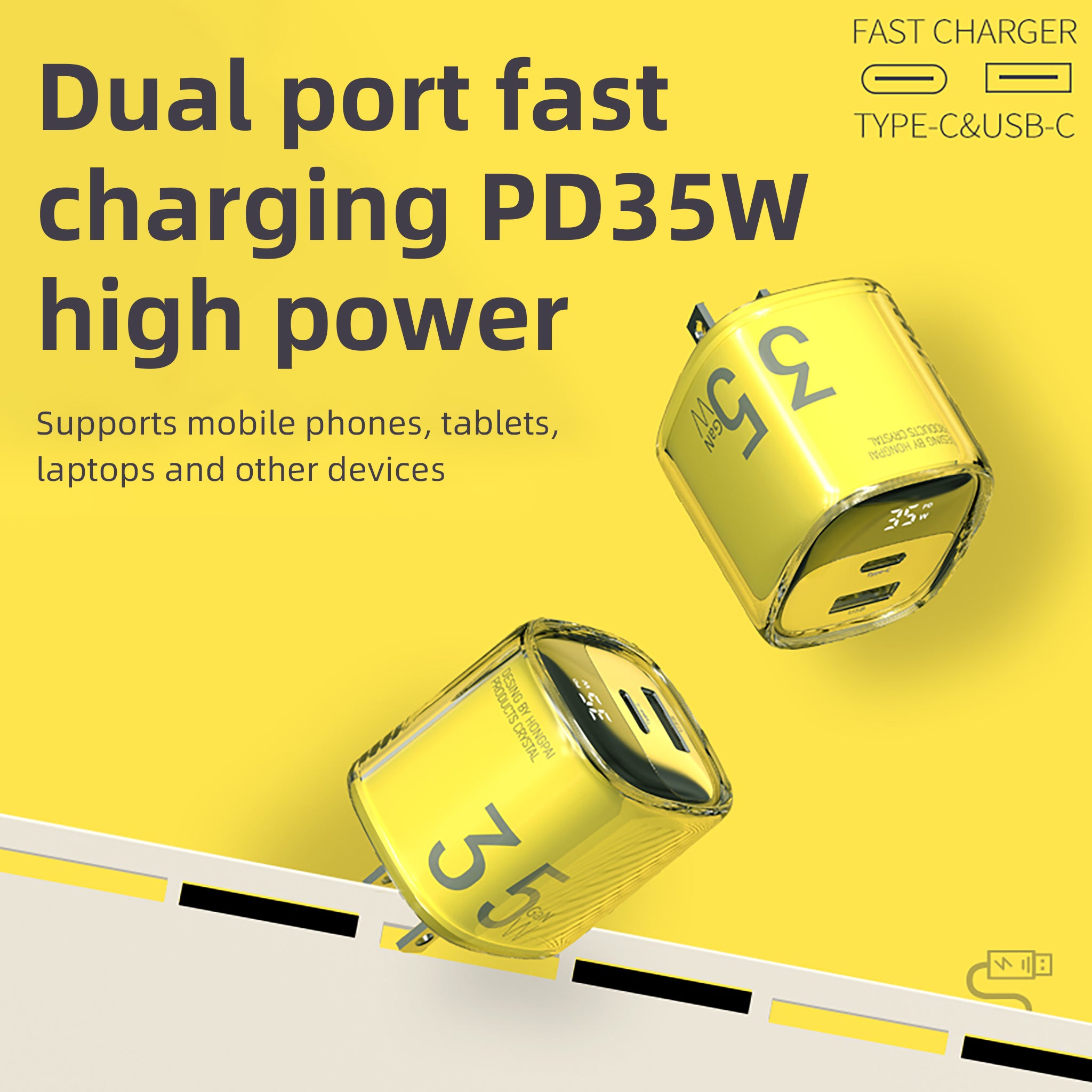 XSSOURCE™ 35W GaN+ PD Fast Charger with USB-C Type-C