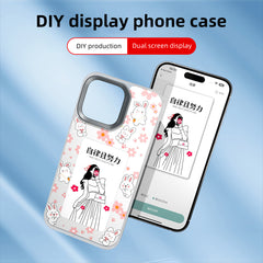 XSSOURCE™ Smart DIY E-ink Phone Case for iPhone 15  and iPhone 14 Creative Electronic Display with NFC Technology