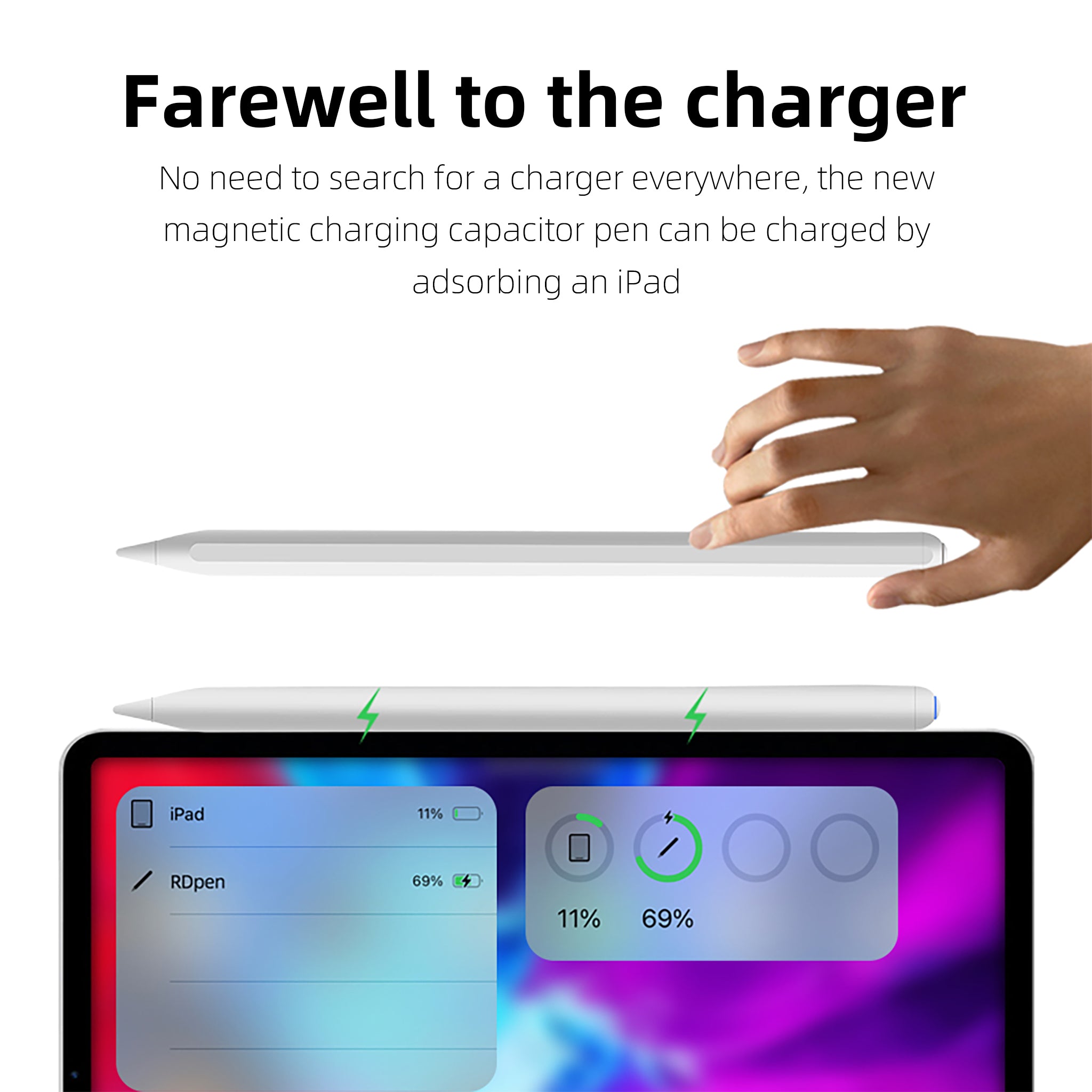 XSSOURCE™ Wireless Magnetic Charging Active Capacitive Stylus Pen For Apple Ipad Tablet